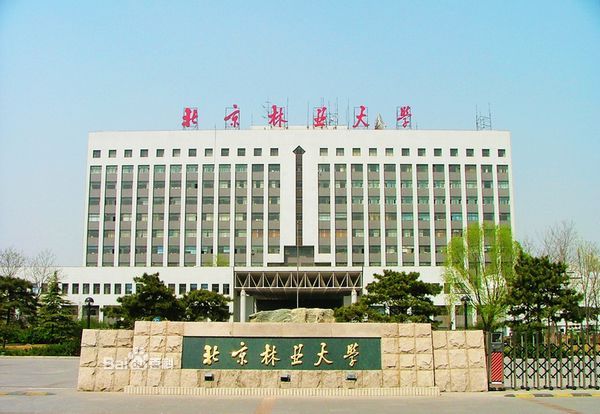 北京林业大学的正门和主楼